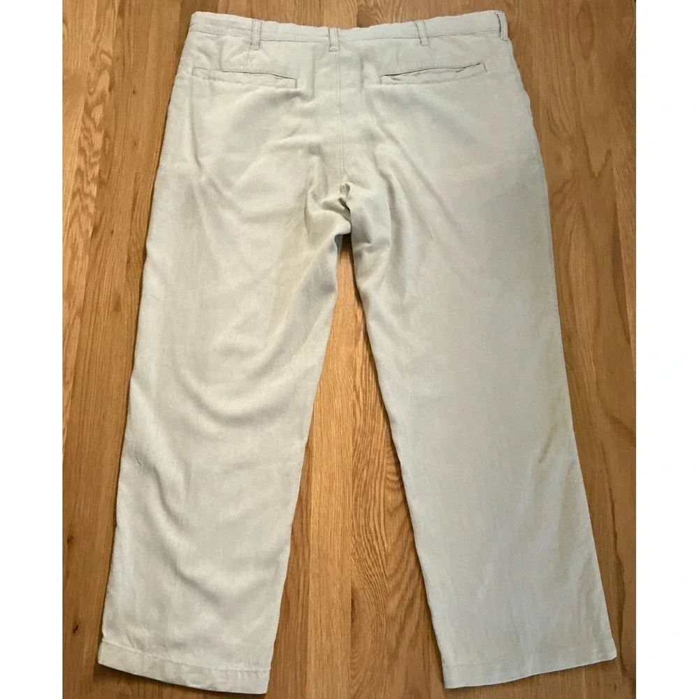 Marks & Spencer‎ Linen Pants Men's 40x28 Beige Stone Linen Blend Trousers